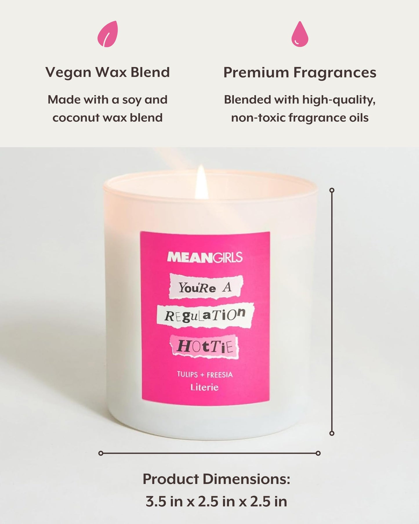 Literie Mean Girls Inspired Candle – You're a Regulation Hottie (Tulips + Freesia), 9oz, 50h Burn