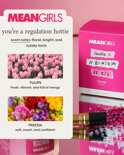 Literie Mean Girls Inspired Candle – You're a Regulation Hottie (Tulips + Freesia), 9oz, 50h Burn