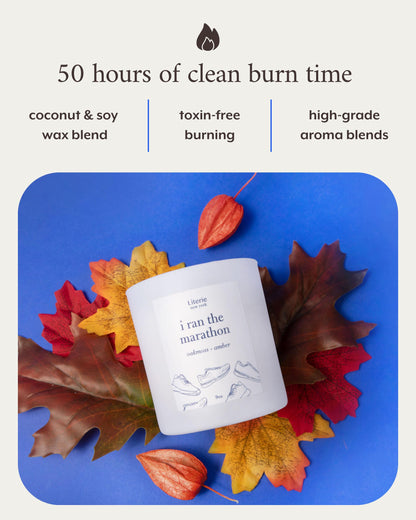 Literie NYC Inspired Candle – I Ran The Marathon, Oakmoss & Amber (9oz)