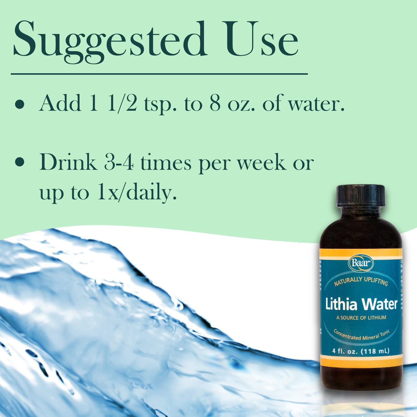 Lithia Water, 4 fl oz (Pack of 2) - Calms, Balances Moods, Supports Kidneys & Adrenal Function