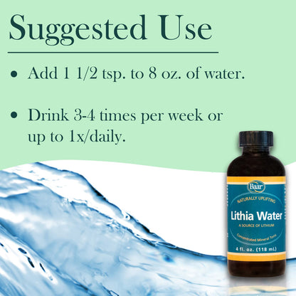 Lithia Water, 4 fl oz (Pack of 2) - Calms, Balances Moods, Supports Kidneys & Adrenal Function