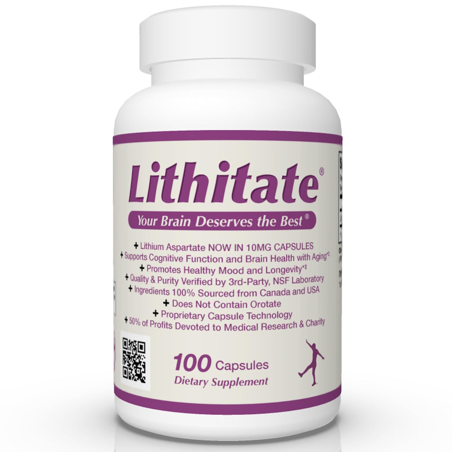 Lithitate Lithium Aspartate 10mg – Supports Brain Health & Mental Clarity | NSF Certified | 100 Capsules