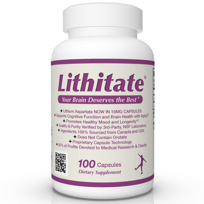 Lithitate Lithium Aspartate 10mg – Supports Brain Health & Mental Clarity | NSF Certified | 100 Capsules
