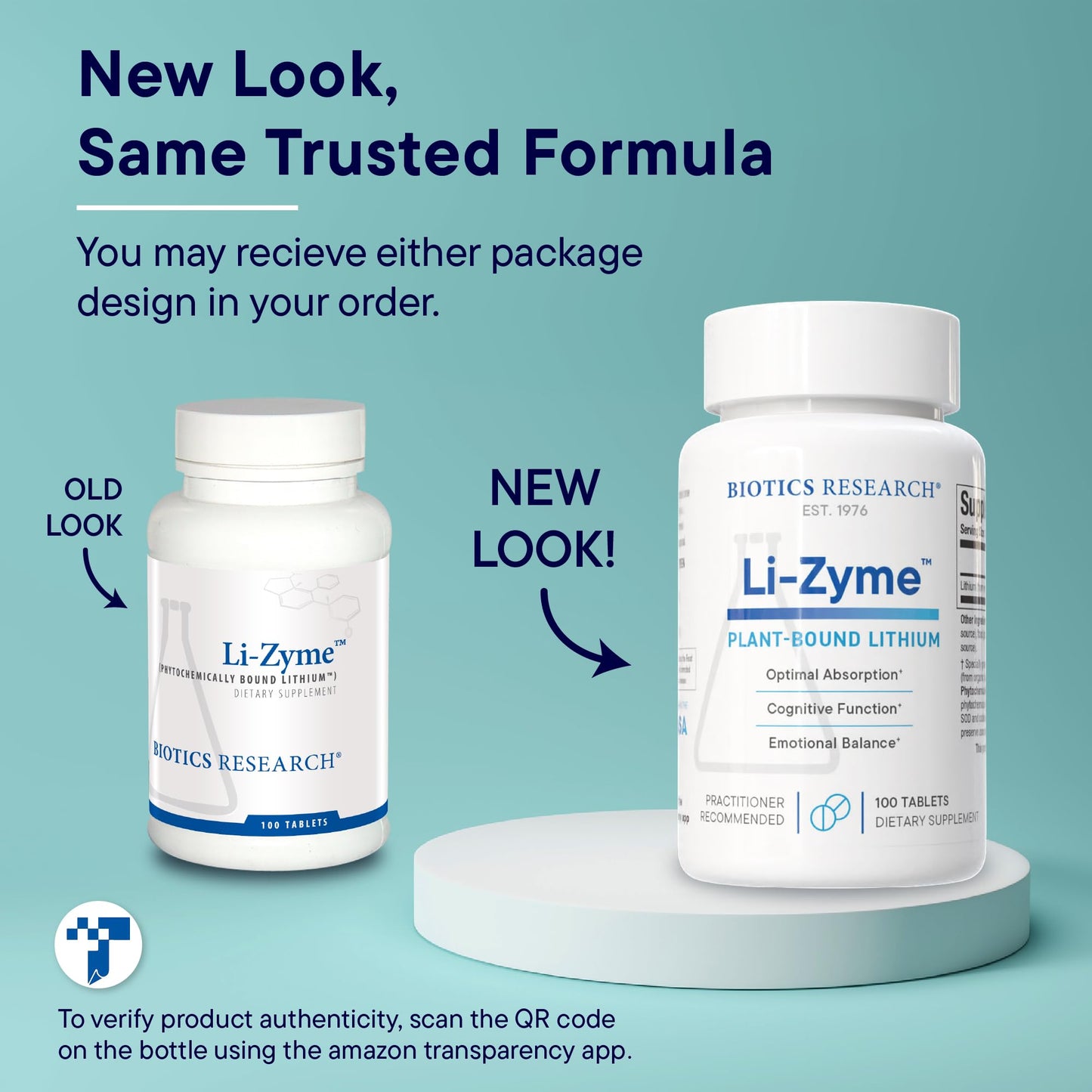 Biotics Li Zyme 50 mcg Lithium – Whole Food, Phytochemically Bound | Brain Function & Mood Support | 100 Tablets