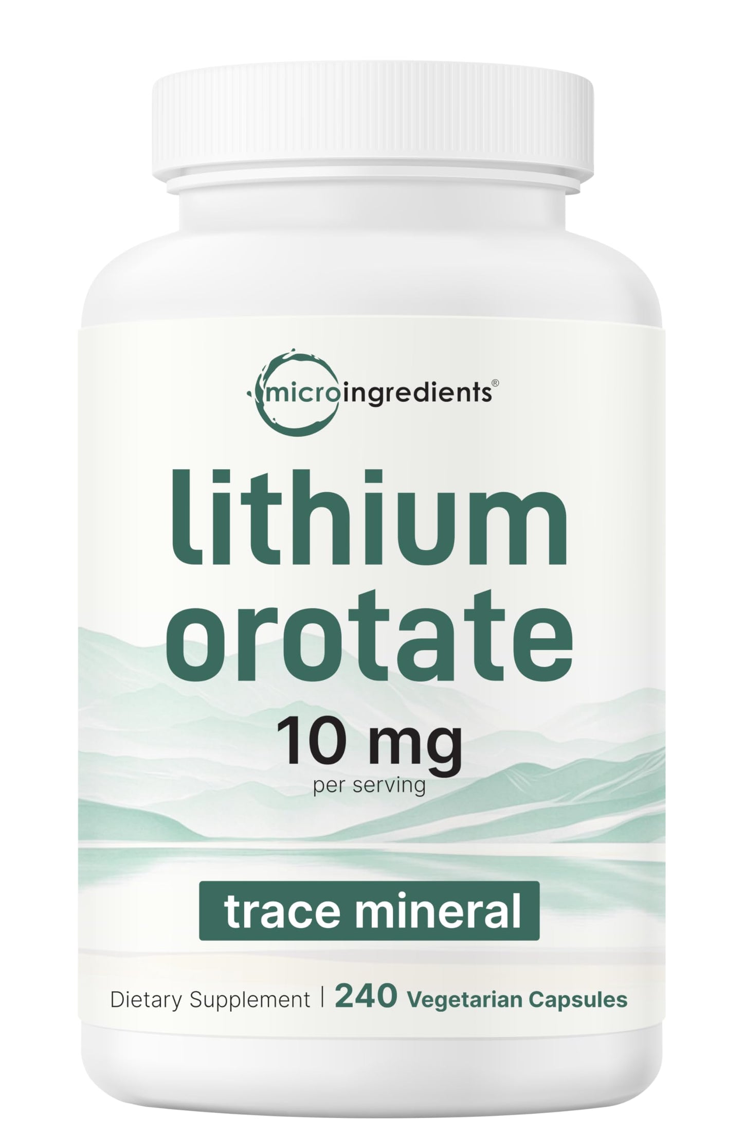 Lithium Orotate 10mg | 240 Veggie Capsules | High Bioavailability | Non-GMO, Gluten Free