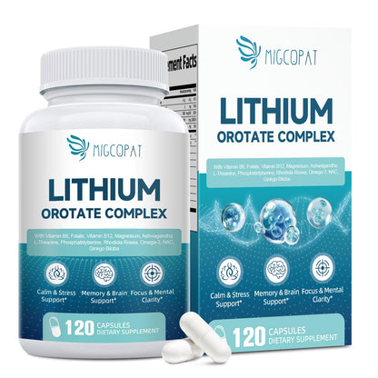 Lithium Orotate Complex – 7-in-1 Brain Health Support | Vegan, Non-GMO, 120 Capsules