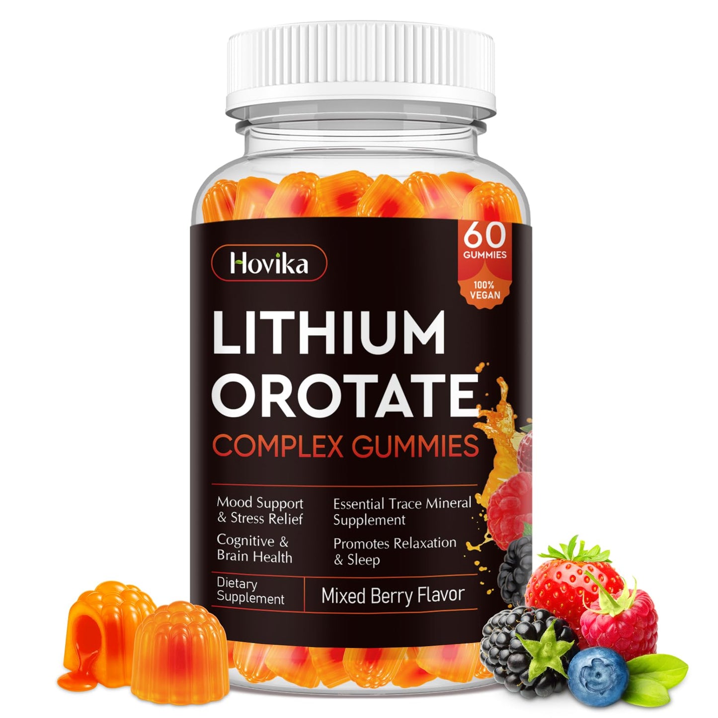 Lithium Orotate Gummies 5mg with Vitamin B, Magnesium & Selenium – Mood Support & Brain Health (60 Gummies) | Vegan, Non-GMO, Gluten-Free