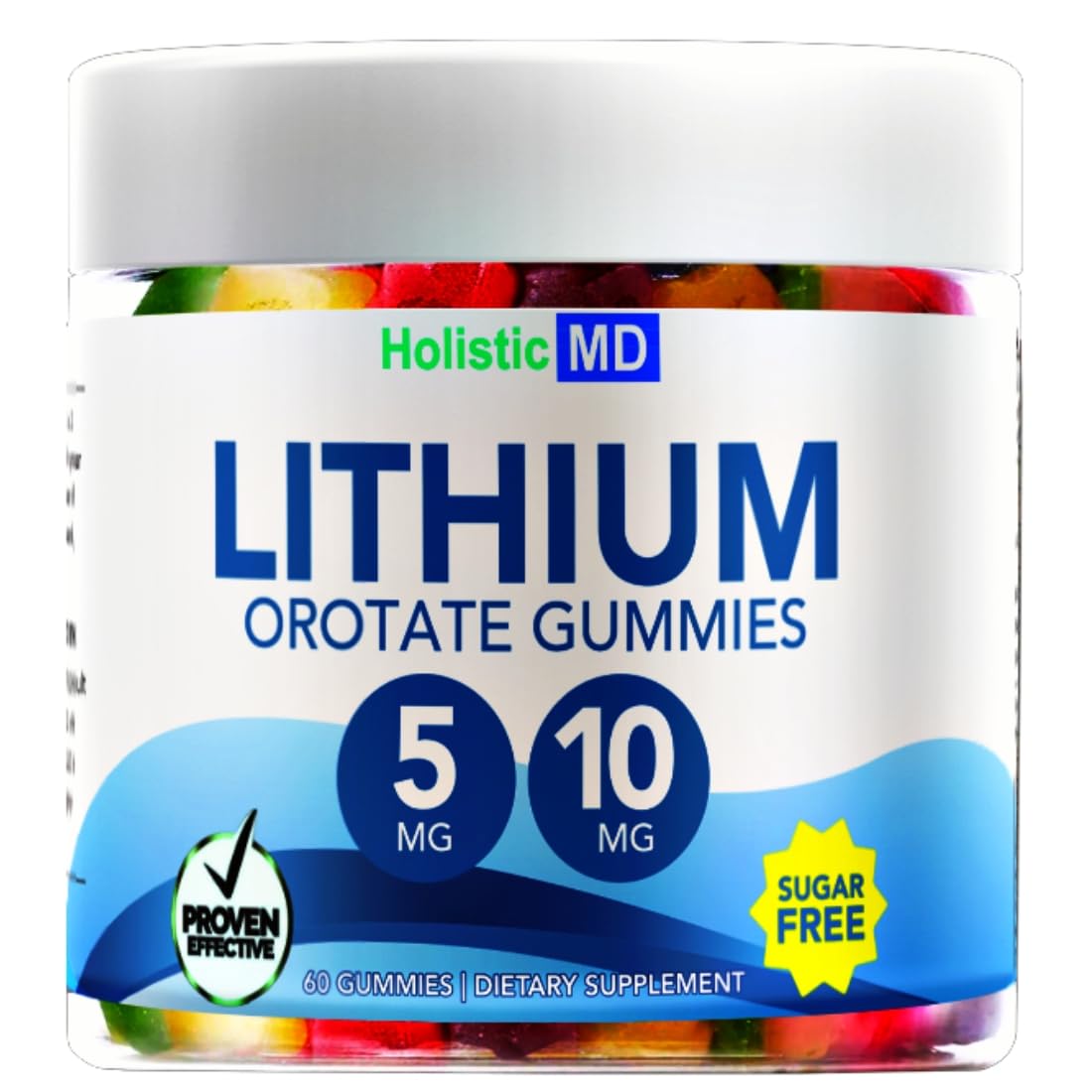 Lithium Orotate 5mg Gummies 60 Ct - Vegan Sugar Free | 3 Flavors | HolisticMd