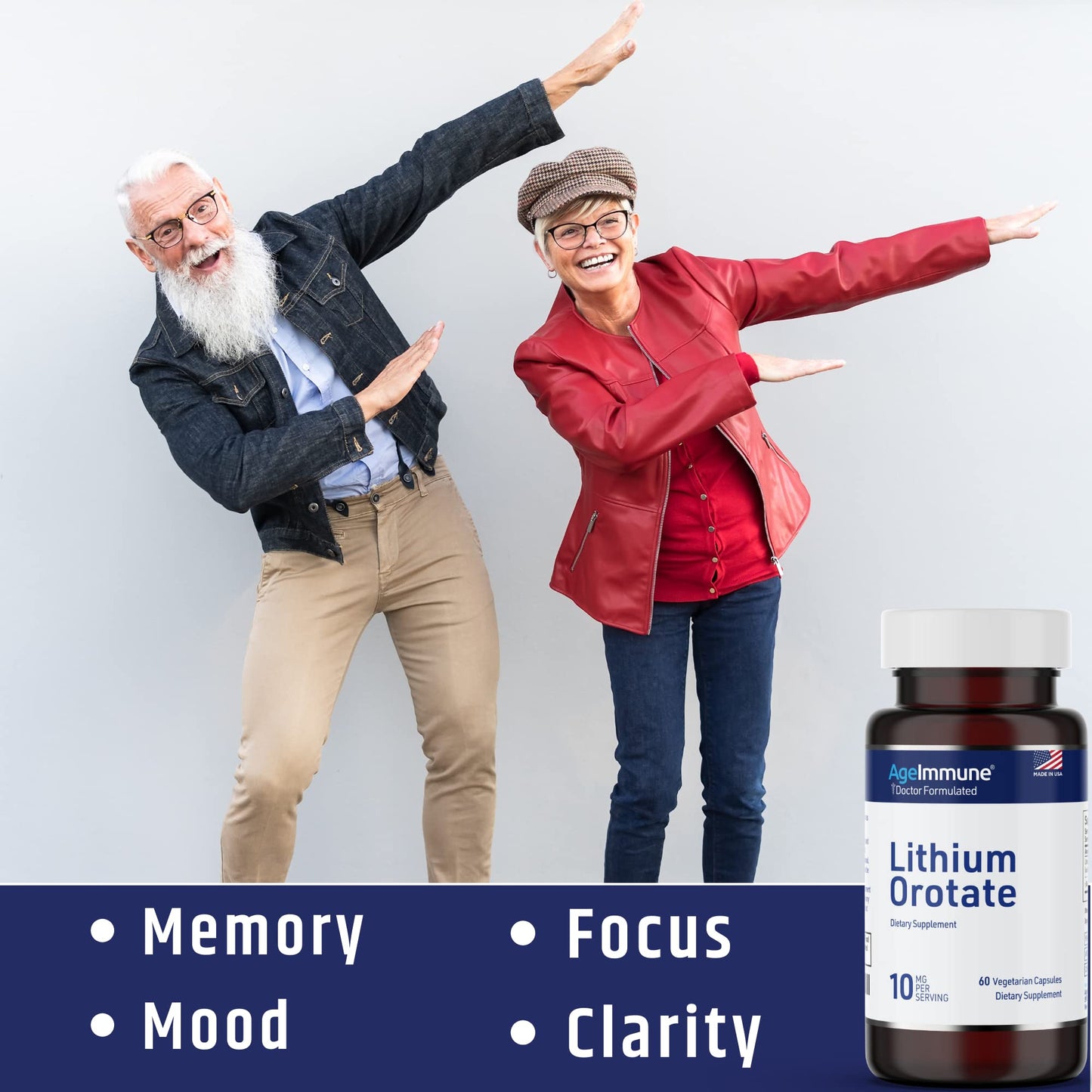 Lithium Orotate 10mg - 60 Veg Capsules | Mood & Memory | Magnesium Stearate Free