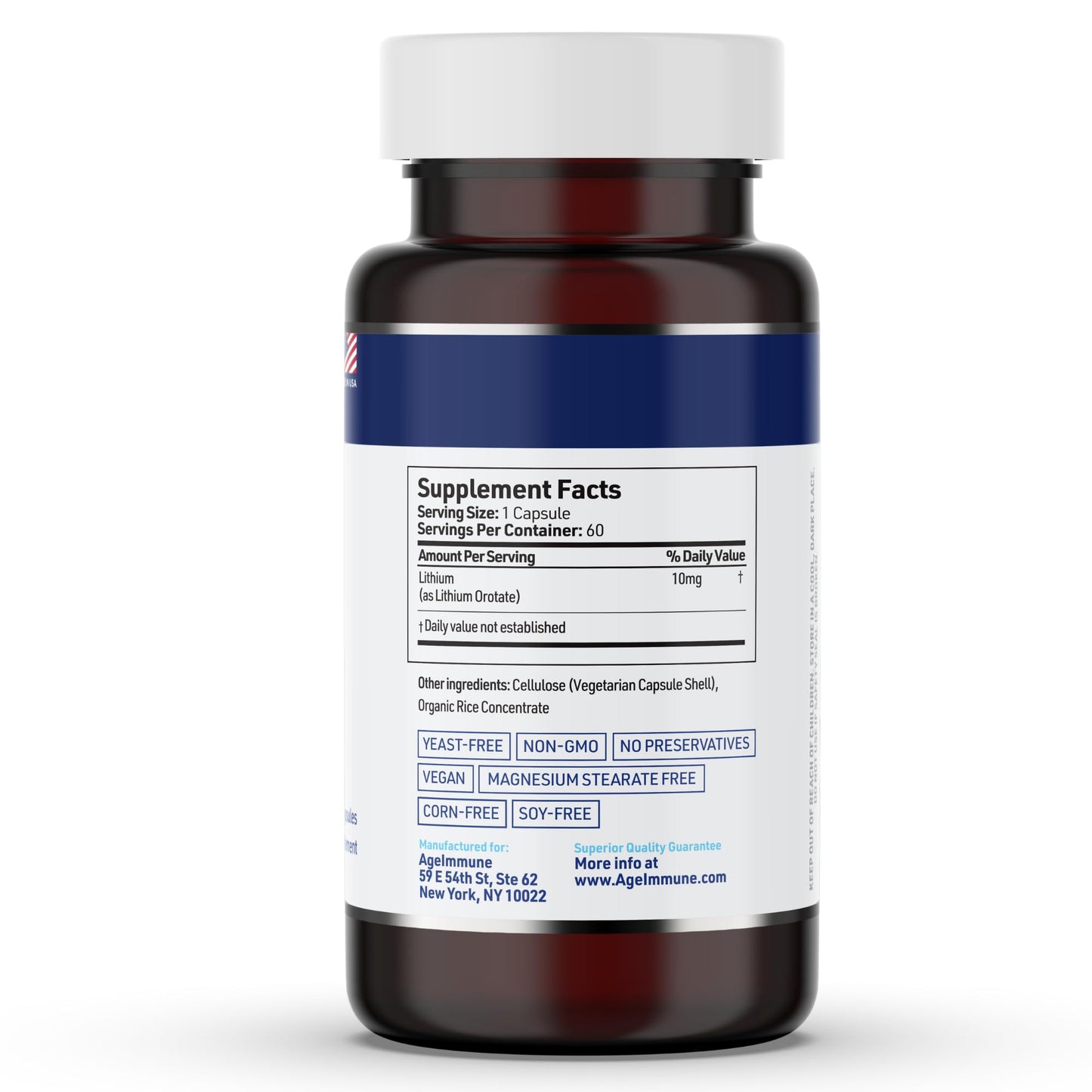 Lithium Orotate 10mg - 60 Veg Capsules | Mood & Memory | Magnesium Stearate Free