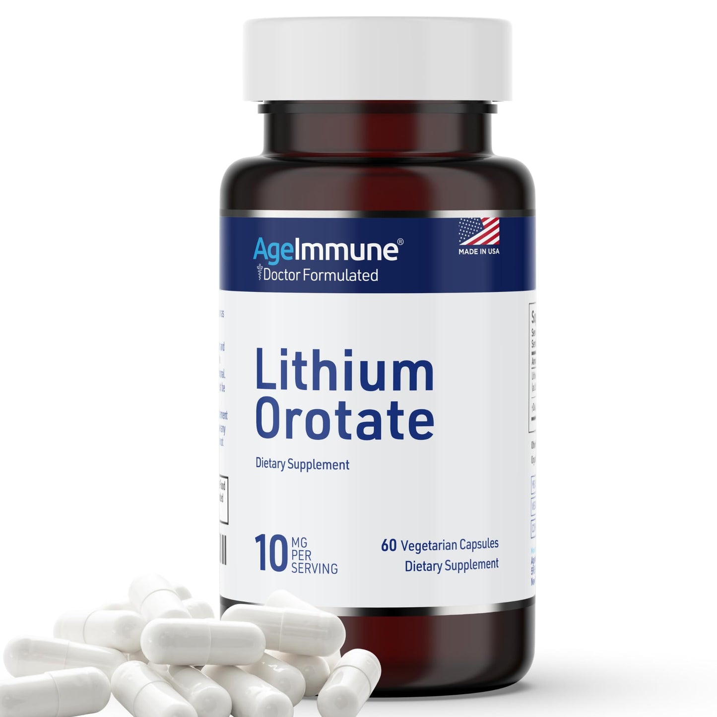 Lithium Orotate 10mg - 60 Veg Capsules | Mood & Memory | Magnesium Stearate Free