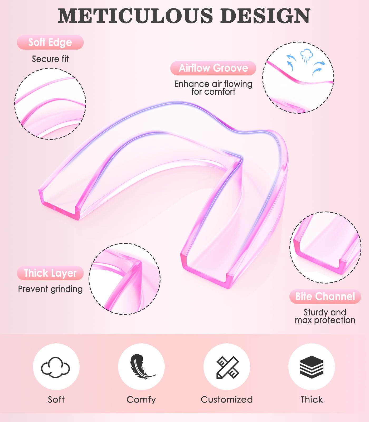 Litlcutie Large Mouth Guard for Teeth Grinding at Night – 4 Pack