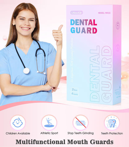Litlcutie Mouth Guard for Teeth Grinding at Night – 4 Pack with 2 Mirror Cases