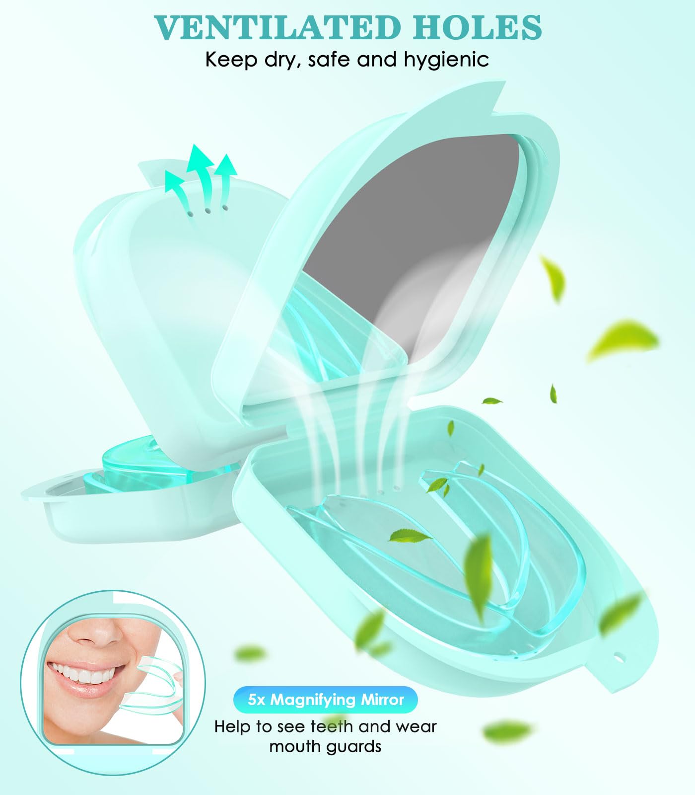 Litlcutie Mouth Guard for Grinding Teeth at Night – 4 Pack, 2 Sizes, Spearmint Green