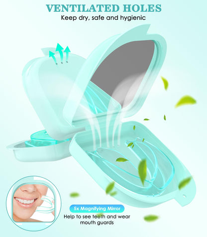 Litlcutie Mouth Guard for Grinding Teeth at Night – 4 Pack, 2 Sizes, Spearmint Green