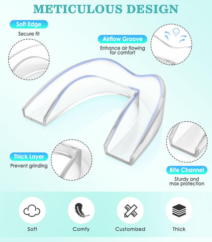 Litlcutie Mouth Guard for Teeth Grinding at Night – 4 Pack, 2 Sizes, Transparent