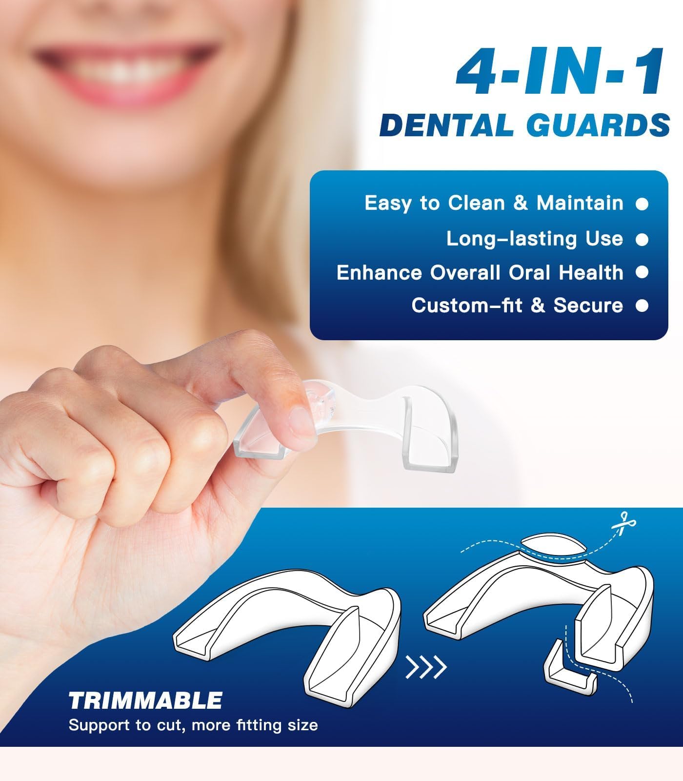Litlcutie Mouth Guard for Teeth Grinding at Night | 4 Pack / 2 Sizes | Clear
