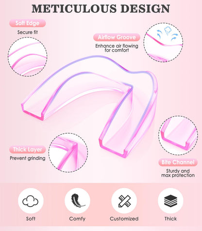 Litlcutie Mouth Guard for Teeth Grinding at Night – 4 Pack with 2 Mirror Cases