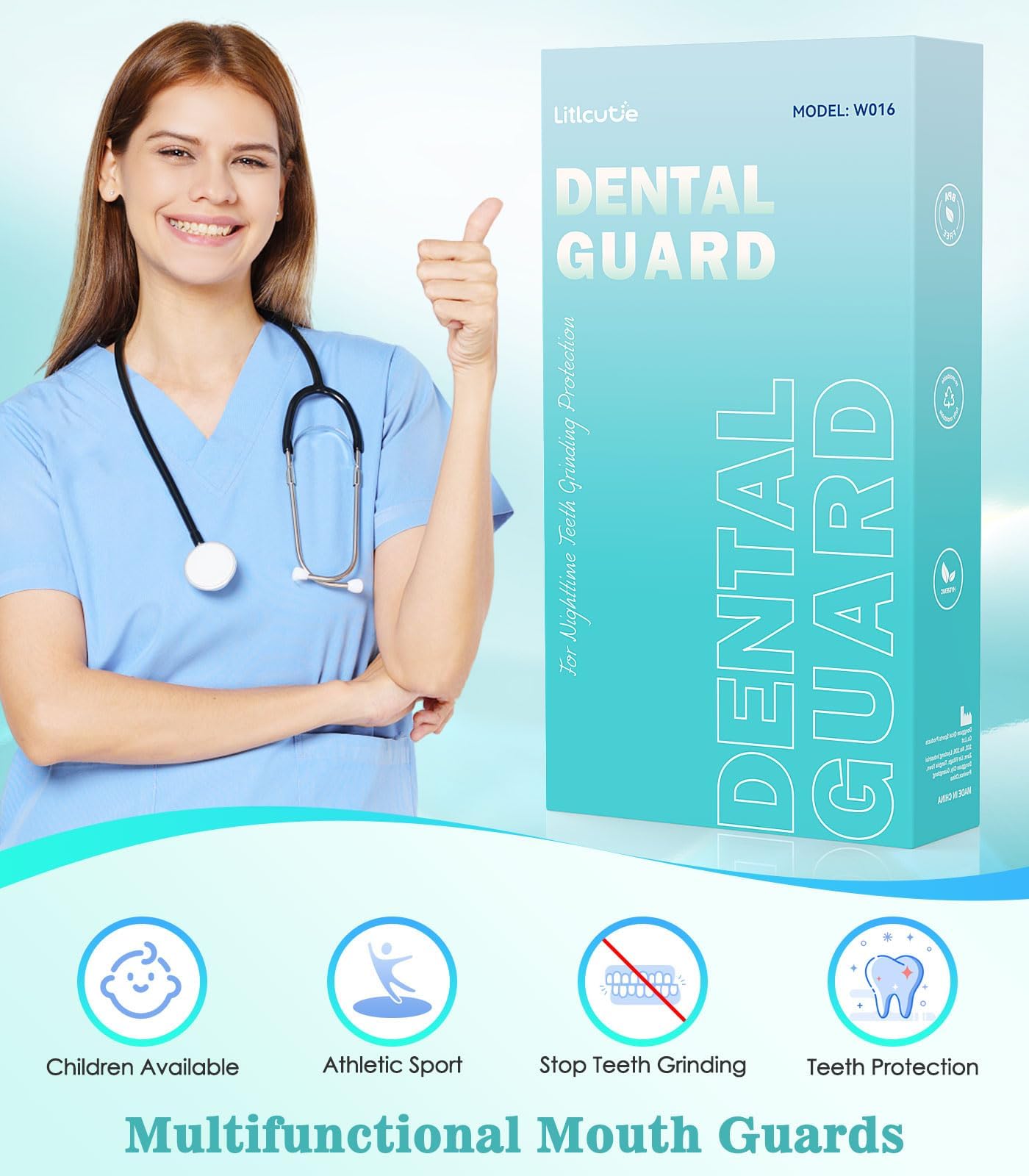 Litlcutie Mouth Guard for Teeth Grinding at Night - 4 Pack / 2 Sizes Moldable Dental Guard