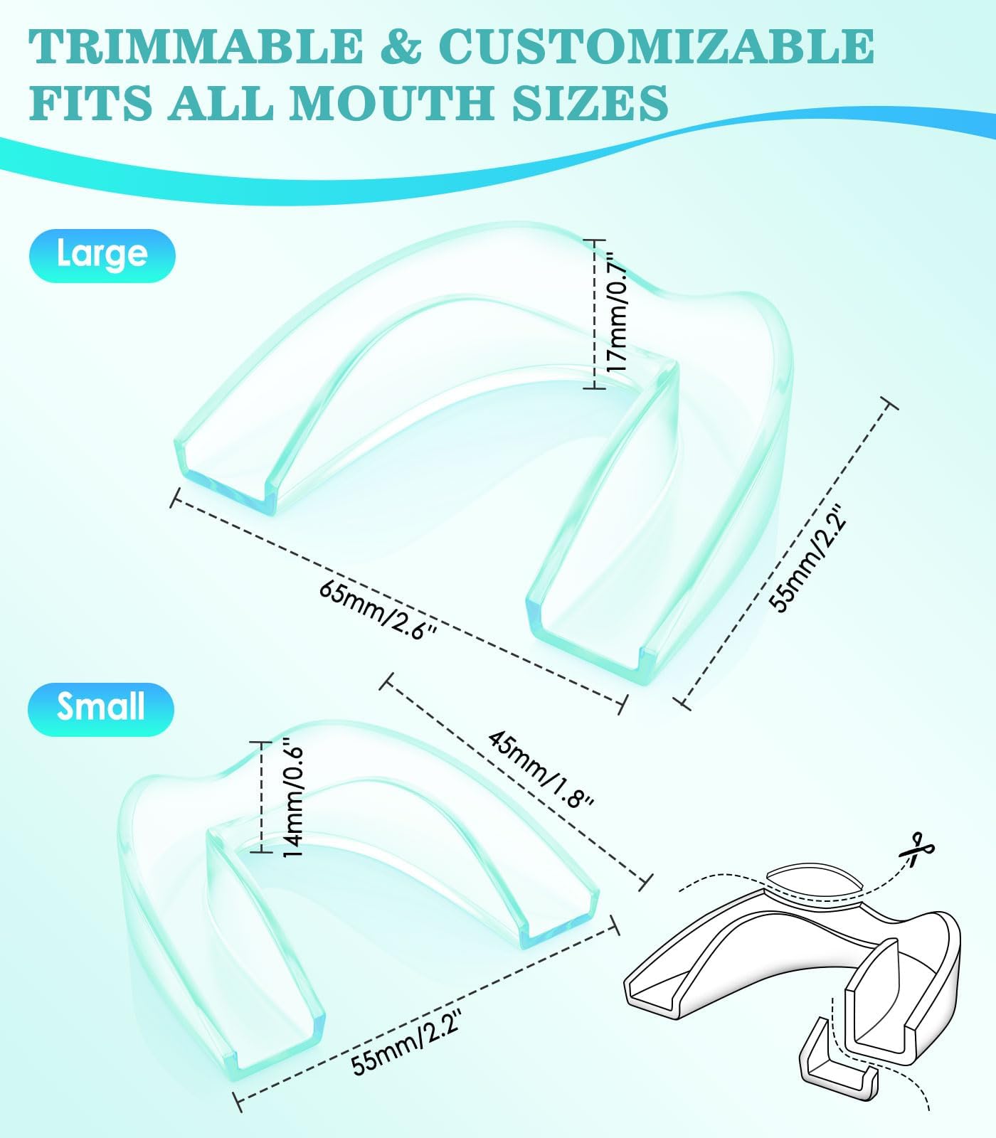 Litlcutie Mouth Guard for Teeth Grinding at Night - 4 Pack / 2 Sizes Moldable Dental Guard