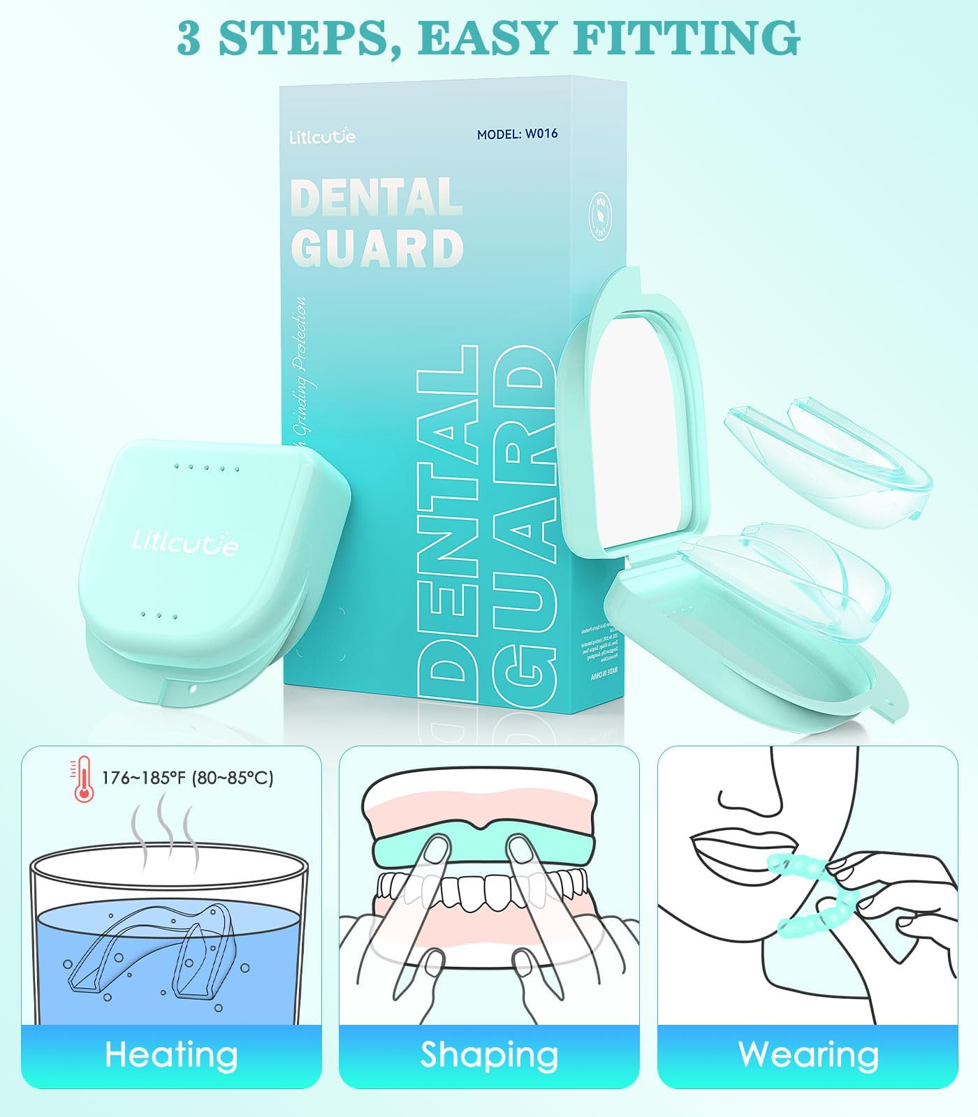 Litlcutie Mouth Guard for Teeth Grinding at Night - 4 Pack / 2 Sizes Moldable Dental Guard