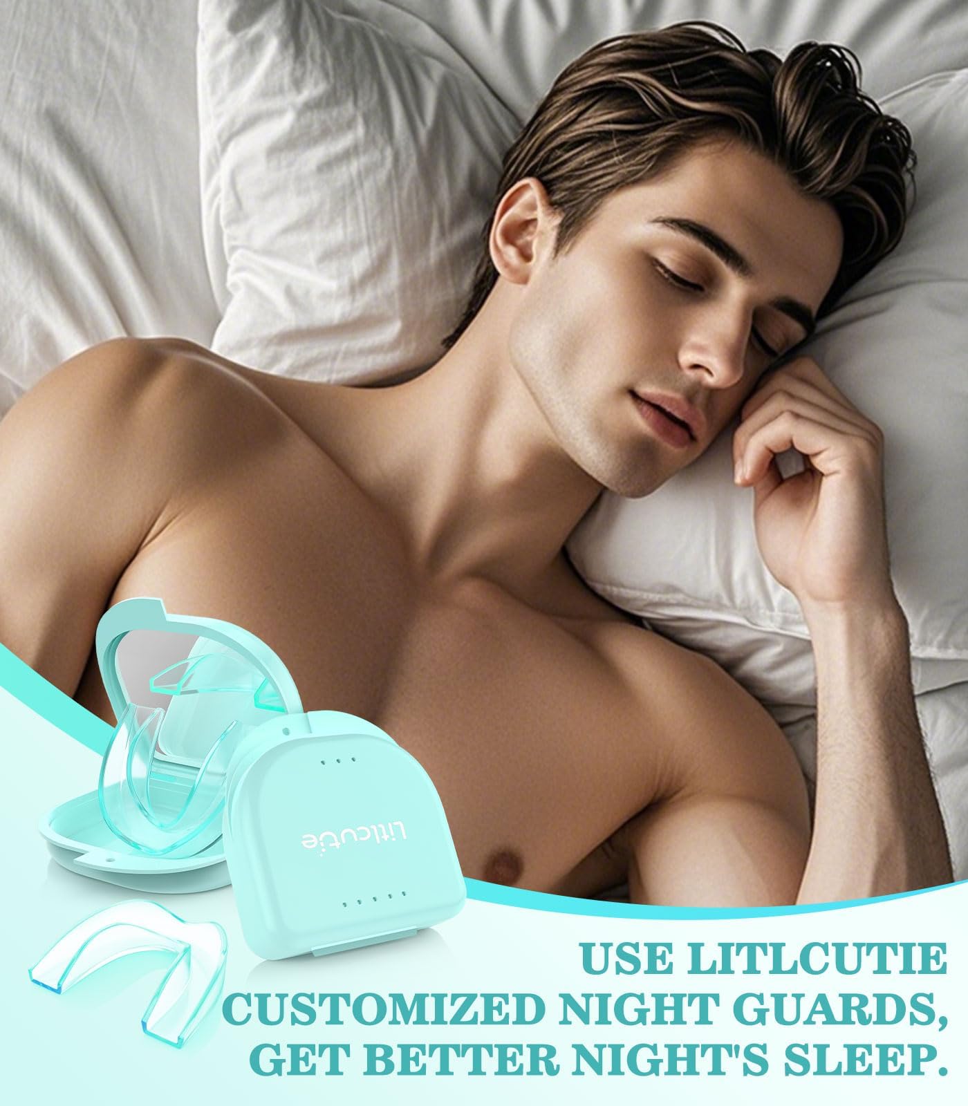 Litlcutie Mouth Guard for Teeth Grinding at Night - 4 Pack / 2 Sizes Moldable Dental Guard