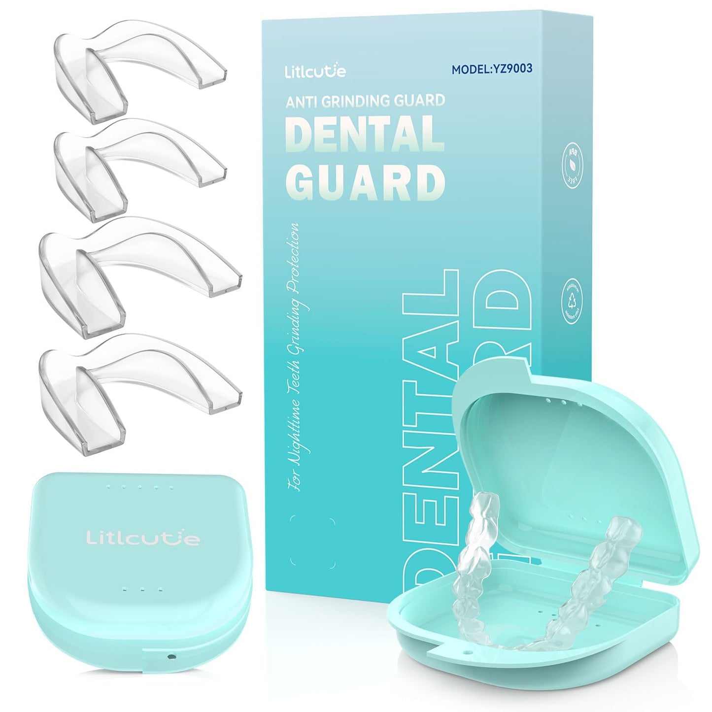Litlcutie Mouth Guard for Teeth Grinding at Night – 4 Pack, 2 Sizes, Transparent