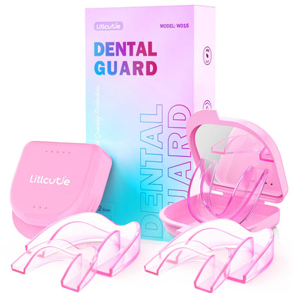 Litlcutie Mouth Guard for Teeth Grinding at Night – 4 Pack with 2 Mirror Cases