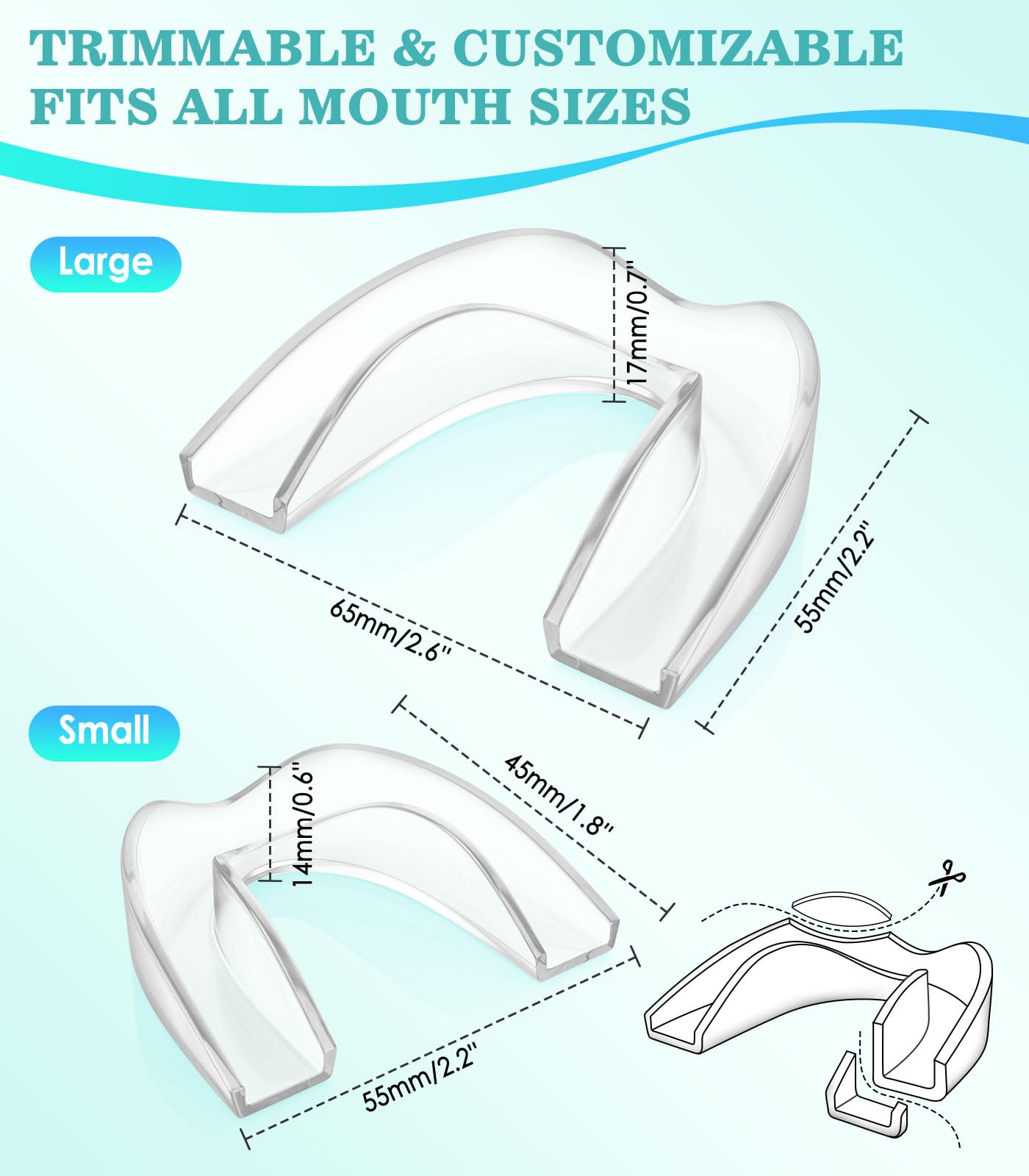 Litlcutie Night Mouth Guard for Teeth Grinding – 4 Pcs, 2 Sizes, Clear