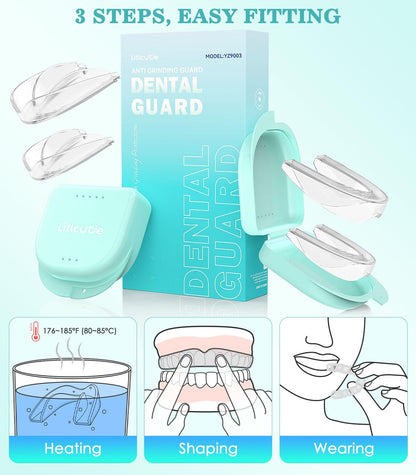 Litlcutie Mouth Guard for Teeth Grinding at Night – 4 Pack, 2 Sizes, Transparent