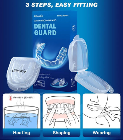 Litlcutie Mouth Guard for Teeth Grinding at Night | 4 Pack / 2 Sizes | Clear