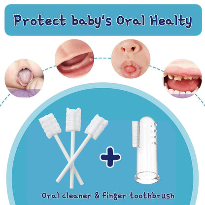 Little Fox Baby Oral Cleaner – 60 Pcs + 2 Finger Toothbrushes (0-36mo)