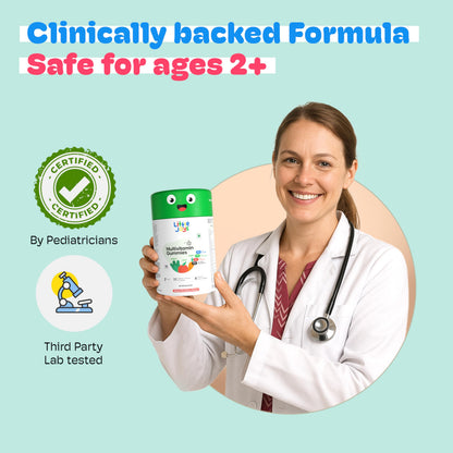Little Joys Kids Multivitamin Gummies 2+ Years – DHA Omega-3, Vitamin C & D, Zinc, Sugar Free | Strawberry | 30 Day Pack