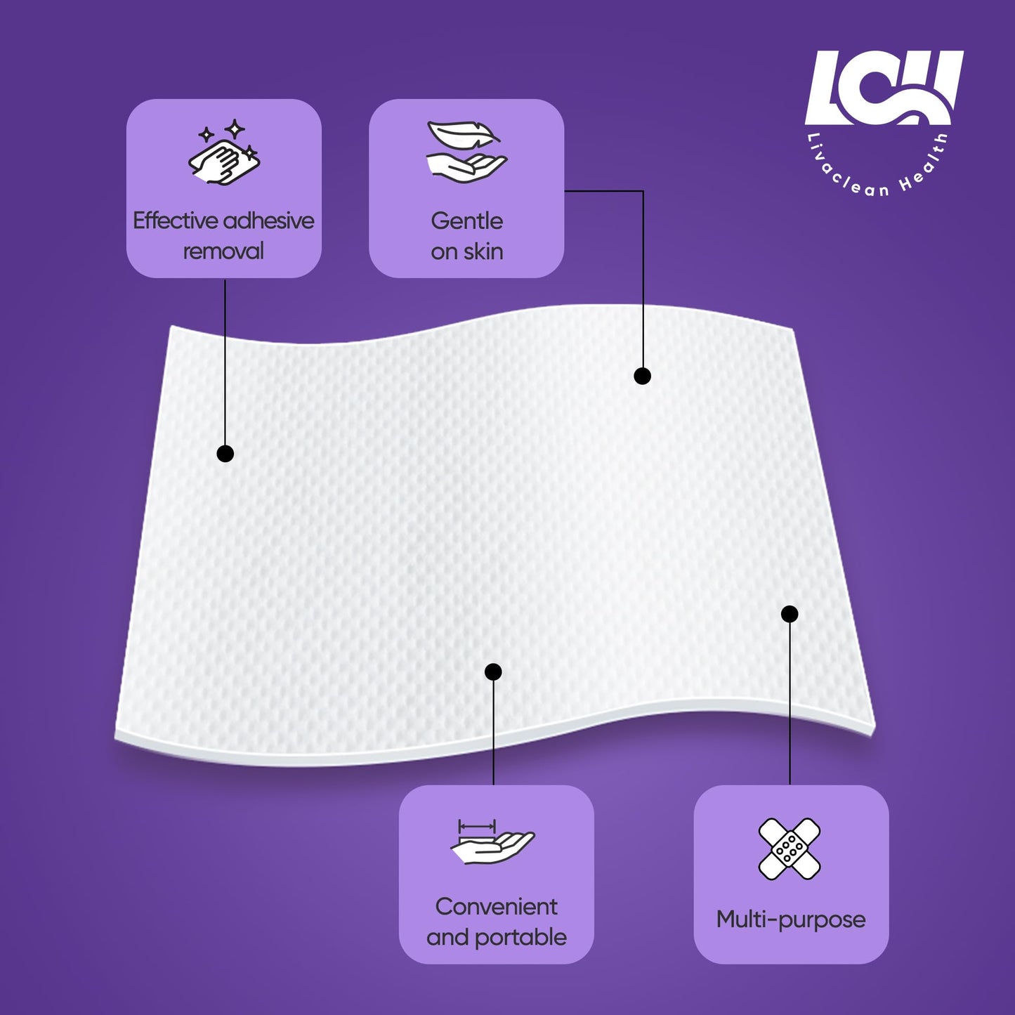Livaclean Health 100 CT Adhesive Remover Wipes – Strong Skin Adhesive Removal for Bandages, Tapes & Ostomy