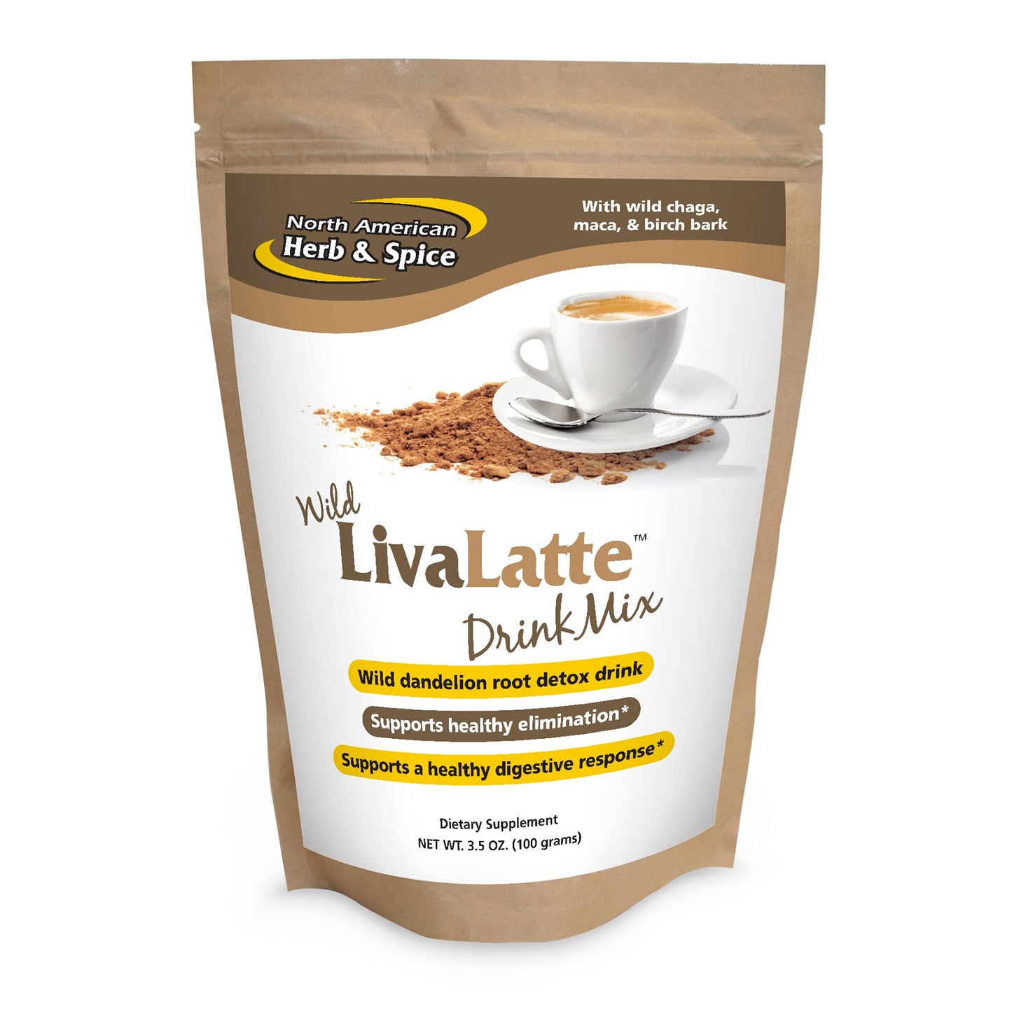 LivaLatte 3.5 oz – Chaga, Maca & Birch Bark Drink Mix (36 Servings) – Non-GMO