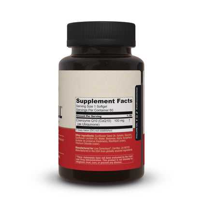 CoQWell CoQ10 60 Softgels | Heart & Brain Support | Live Conscious
