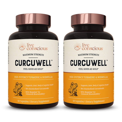 Live Conscious CurcuWell: Curcumin & Boswellia 2-Pack – Joint & Brain Support