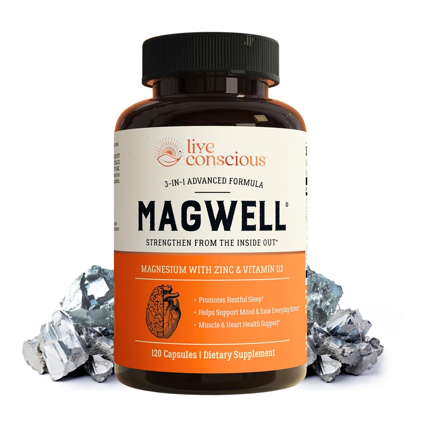 Live Conscious Magwell Magnesium Zinc & Vitamin D3 - 120 Caps