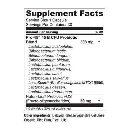 Live Conscious PRO45 Probiotic 45B CFU, 11 Strains, Dairy Free, Delayed-Release Veggie Caps | 2-Pack