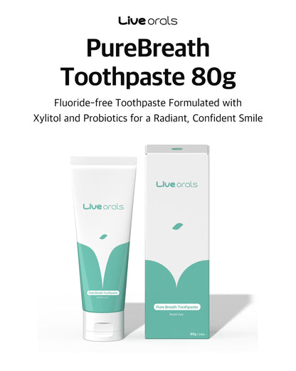 Live Orals PureBreath Toothpaste 80g Pack of 5 – Fluoride-Free, Mint Fresh, Gentle Cleaning