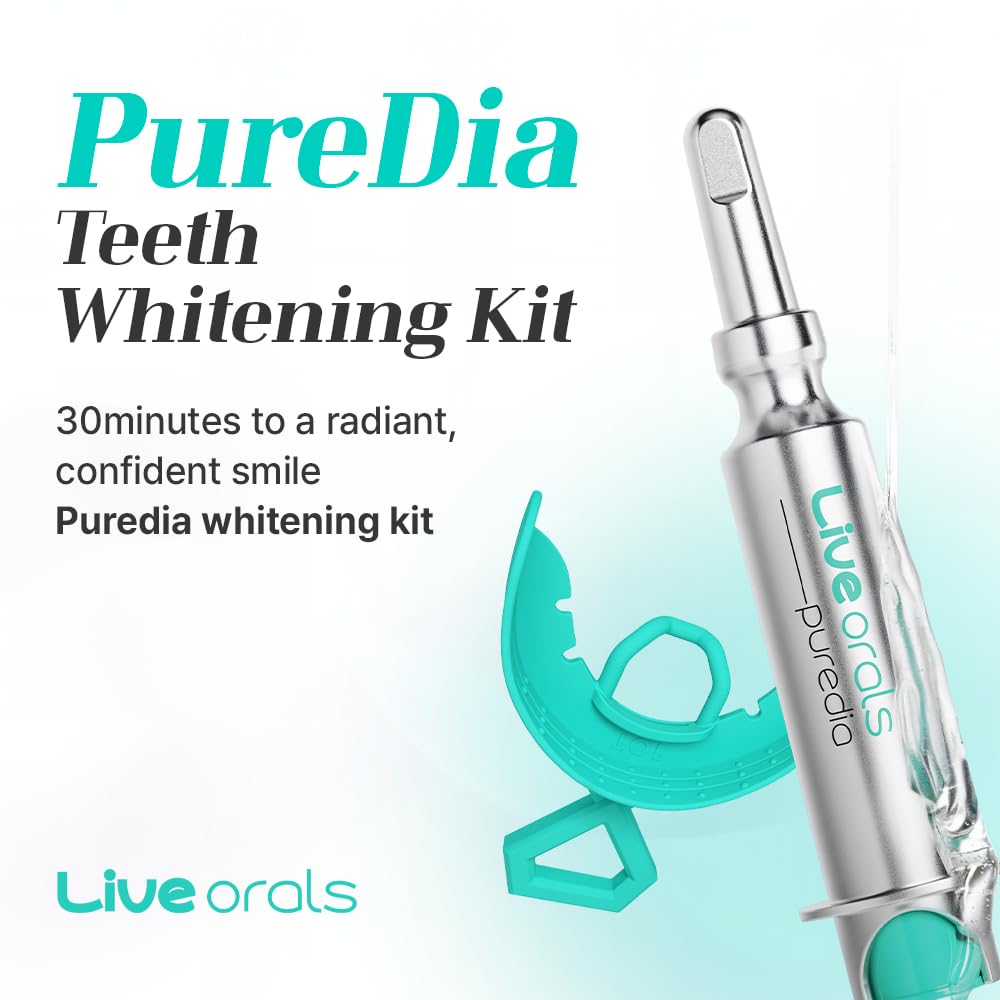 Live Orals PureDia Teeth Whitening Kit – Gel & Mouthpiece (28 Treatments) | Dentist-Formulated for Sensitive Teeth