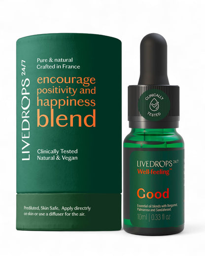 LIVEDROPS 24/7 Good Essential Oil Blend – Bergamot, Palmarosa & Sandalwood | Daytime Aromatherapy