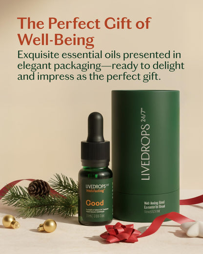 LIVEDROPS 24/7 Good Essential Oil Blend – Bergamot, Palmarosa & Sandalwood | Daytime Aromatherapy