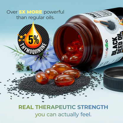 LIVEGOOD Black Seed Oil Capsules | Cold-Pressed Nigella Sativa for Immune & Heart Support (60 Count)