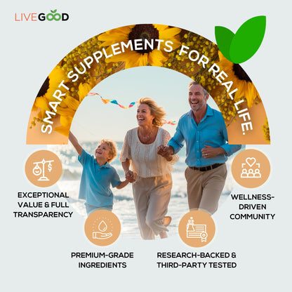 LIVEGOOD Vitamin D3 + K2 – All Natural Bone, Muscle & Immune Support (60 Capsules) - Vegan & Non-GMO