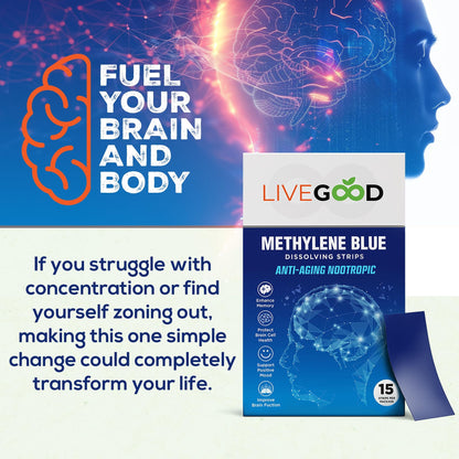 LIVEGOOD Methylene Blue – 15 Sublingual Strips, 20mg Each | Brain Support & Focus