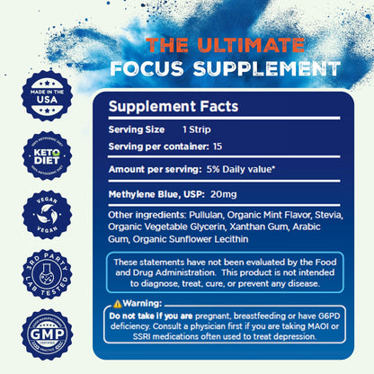 LIVEGOOD Methylene Blue – 15 Sublingual Strips, 20mg Each | Brain Support & Focus