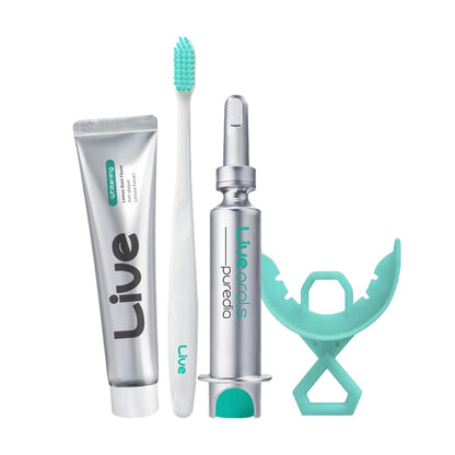LiveOrals Whitening Set for Adults – Enamel-Safe Toothpaste & Ultra-Fine Bristle Toothbrush (Pack of 3)