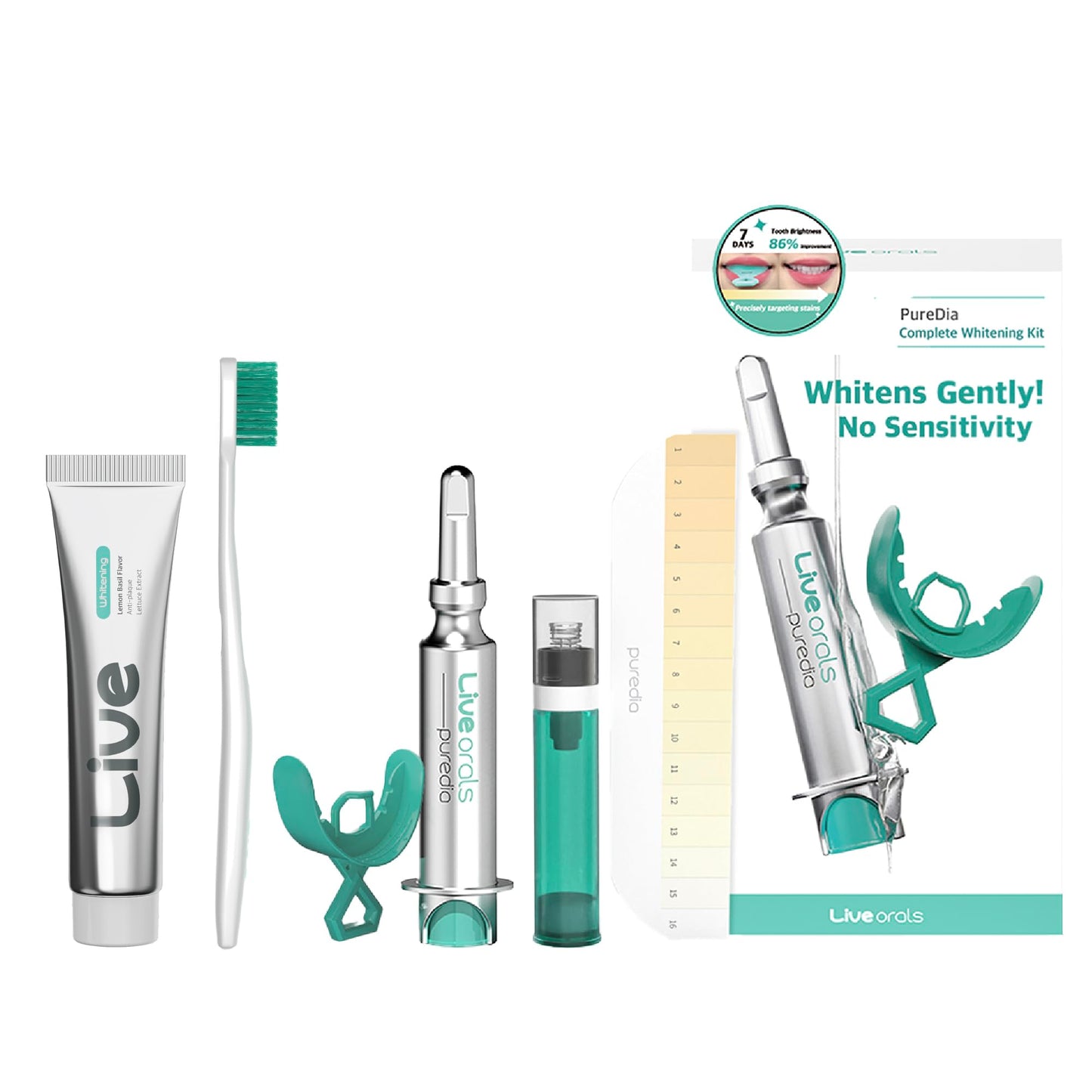 LiveOrals Whitening Set for Adults – Enamel-Safe Toothpaste & Ultra-Fine Bristle Toothbrush (Pack of 3)