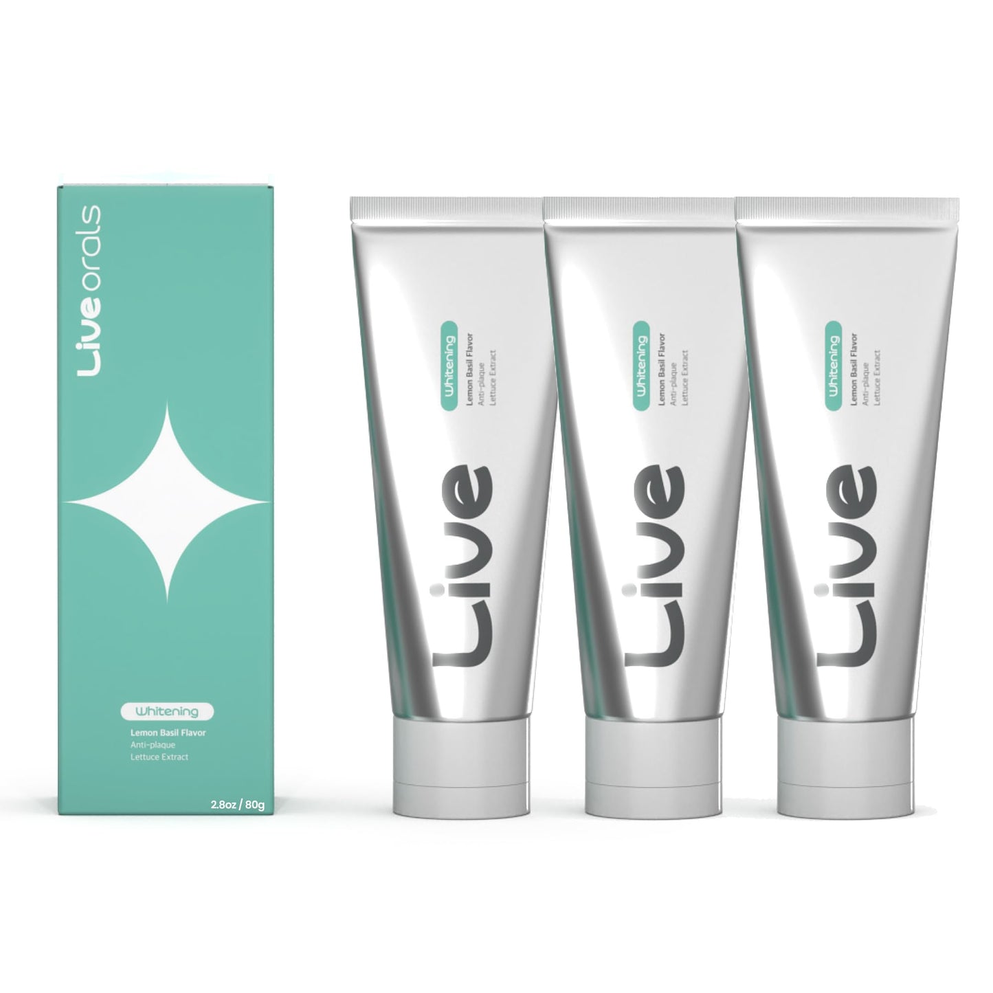 LiveOrals Whitening Toothpaste 3x80g – Fluoride-Free, Nano-Hydroxyapatite